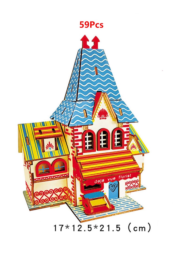 Children's Educational 3D Wooden Model Self-assembly Handmade Puzzle Toy (Meet The Flower Shop 59Pcs) - Image 2